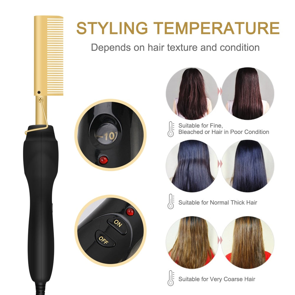 Heated Hair Straightener Comb