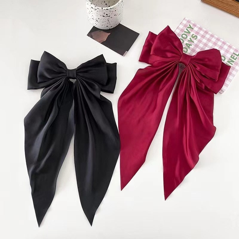 Solid Color Bow Ribbon Hair Clip