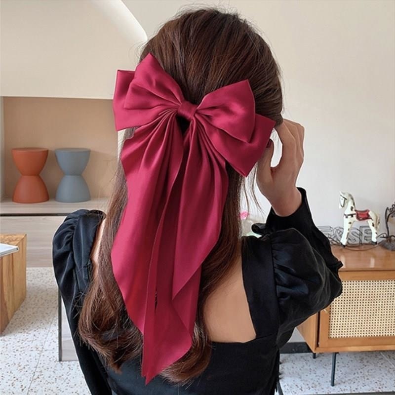 Solid Color Bow Ribbon Hair Clip