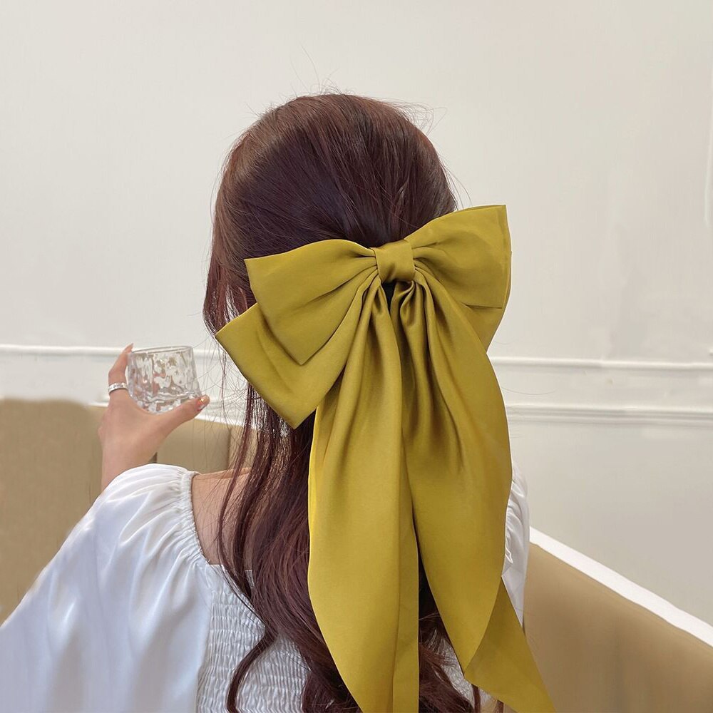 Solid Color Bow Ribbon Hair Clip