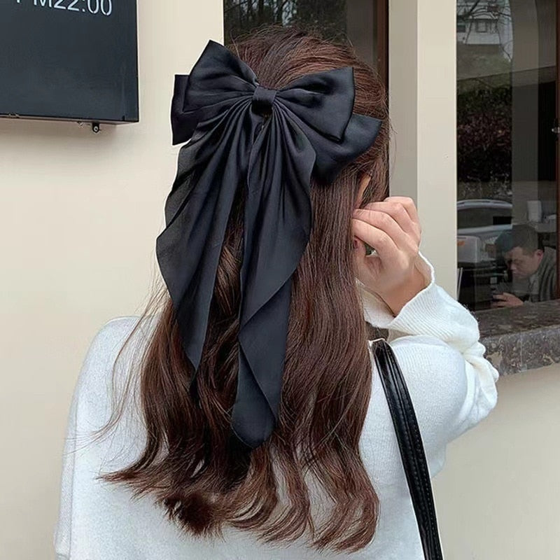 Solid Color Bow Ribbon Hair Clip