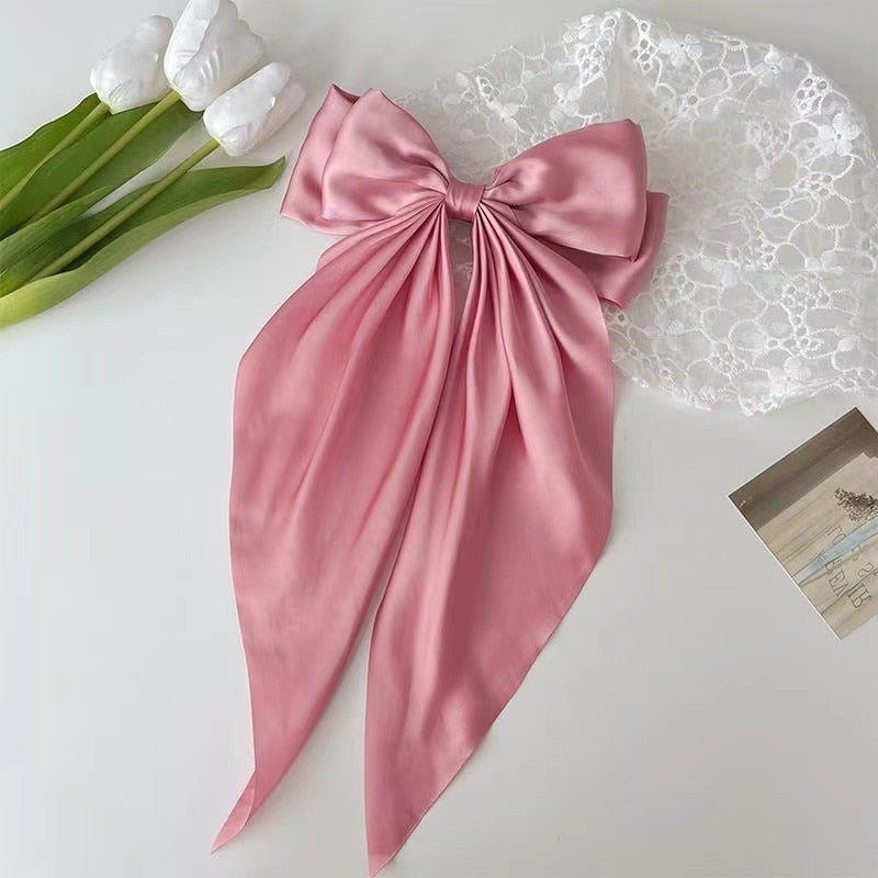 Solid Color Bow Ribbon Hair Clip