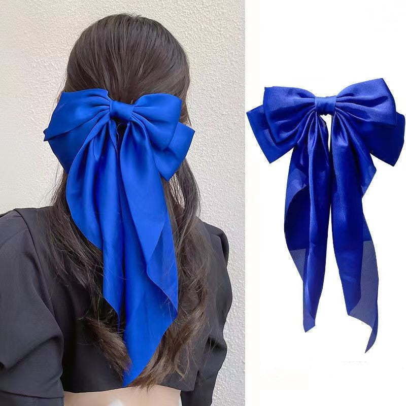 Solid Color Bow Ribbon Hair Clip