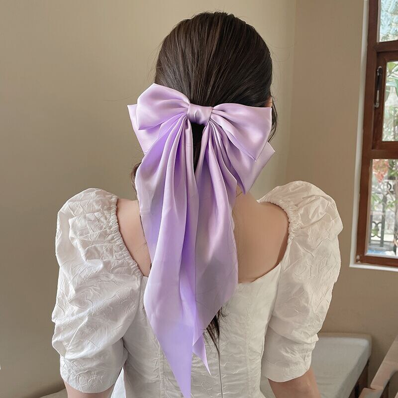 Solid Color Bow Ribbon Hair Clip