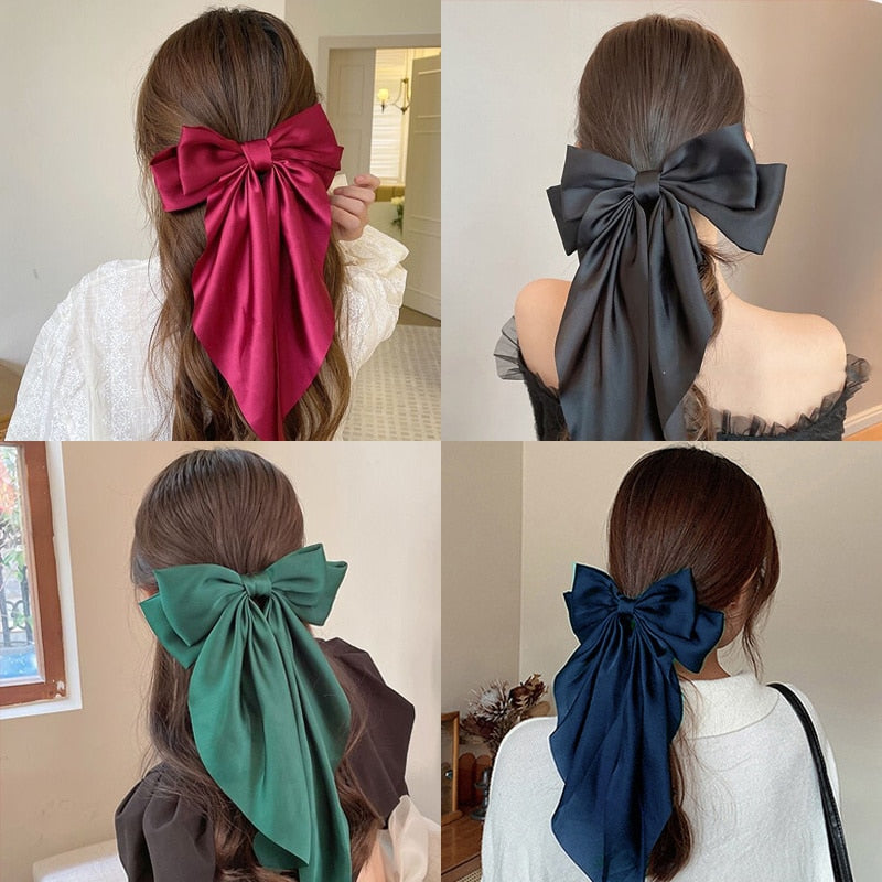 Solid Color Bow Ribbon Hair Clip