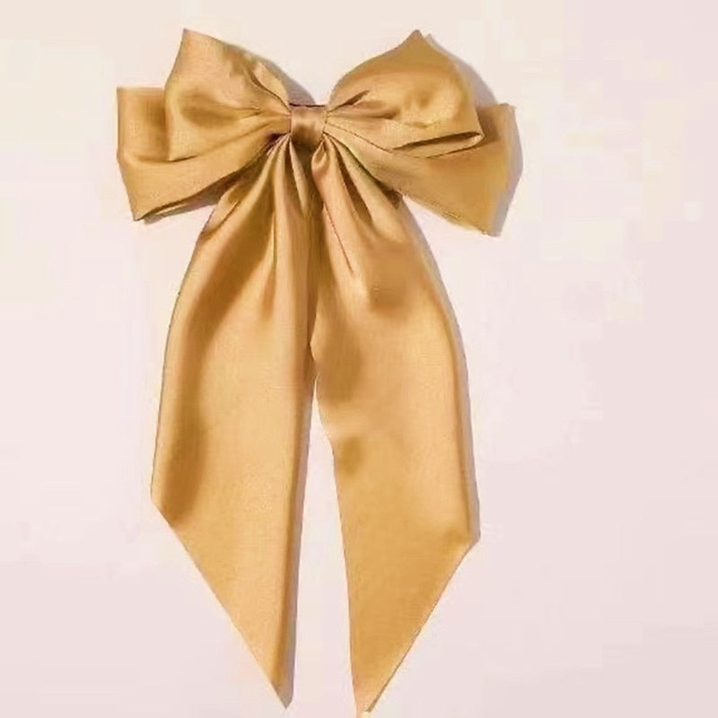 Solid Color Bow Ribbon Hair Clip