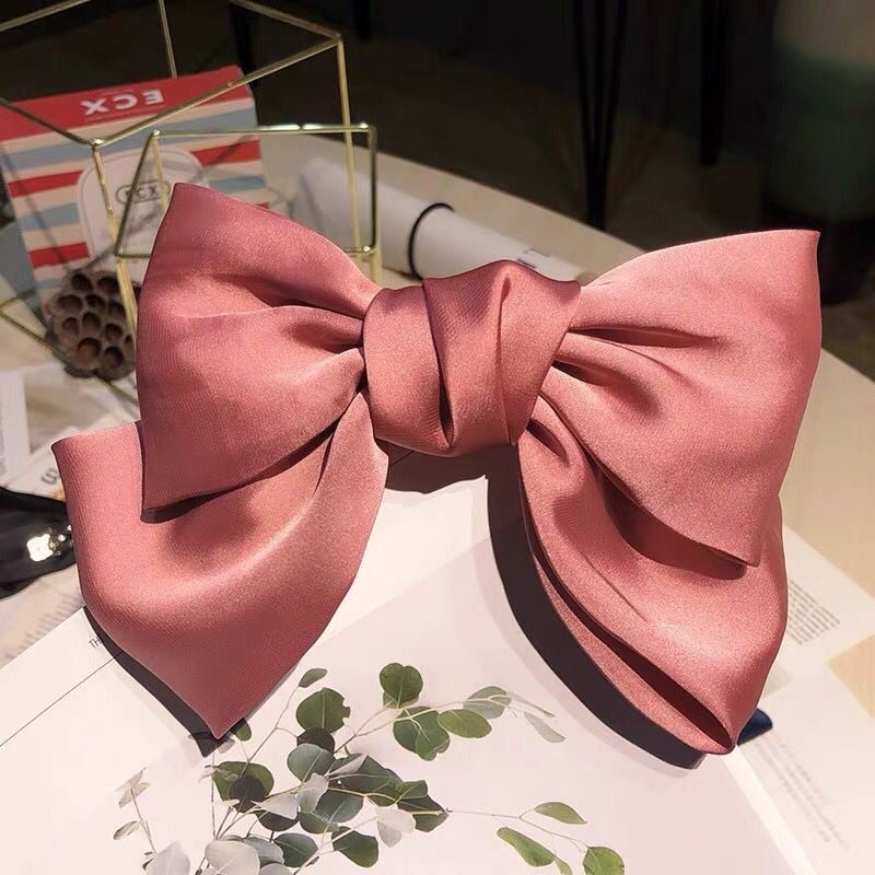 Solid Color Bow Ribbon Hair Clip