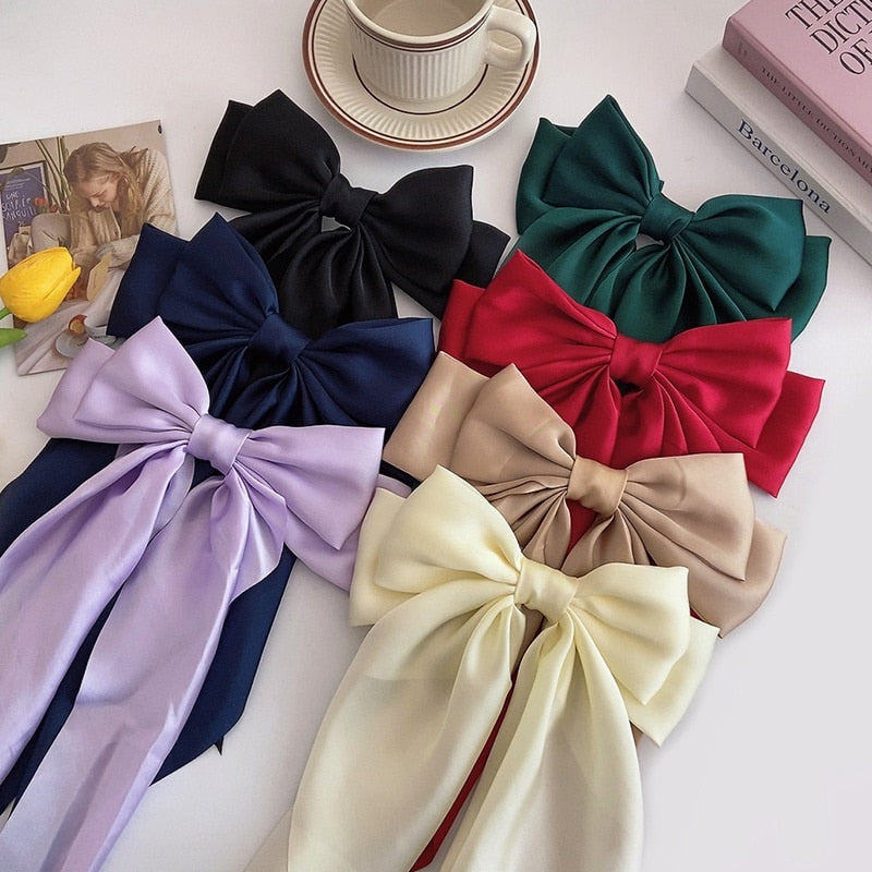 Solid Color Bow Ribbon Hair Clip