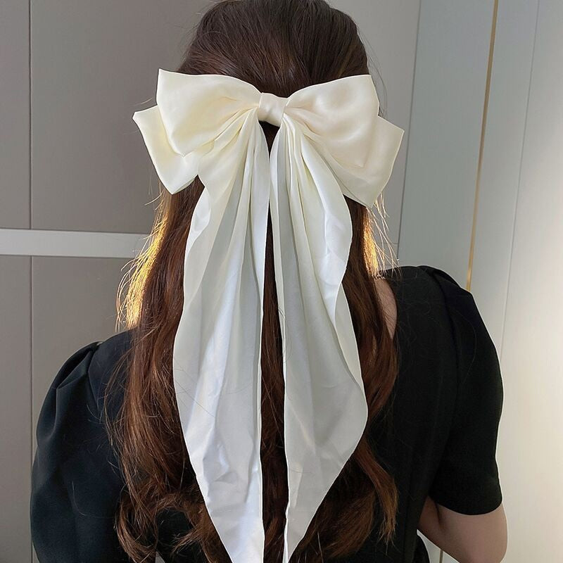 Solid Color Bow Ribbon Hair Clip